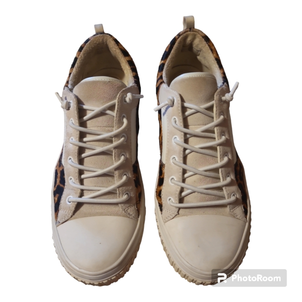 Michael Kors* Oscar* Sneakers* Leather Uppers* Cream/Leopard* Sz 9 - Picture 2 of 6